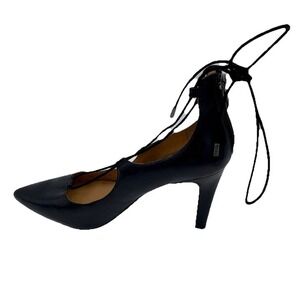 Franco Sarto Black Leather Pointed Toe Lace Up Stiletto Heel‎ Pumps Arya Sz 10M